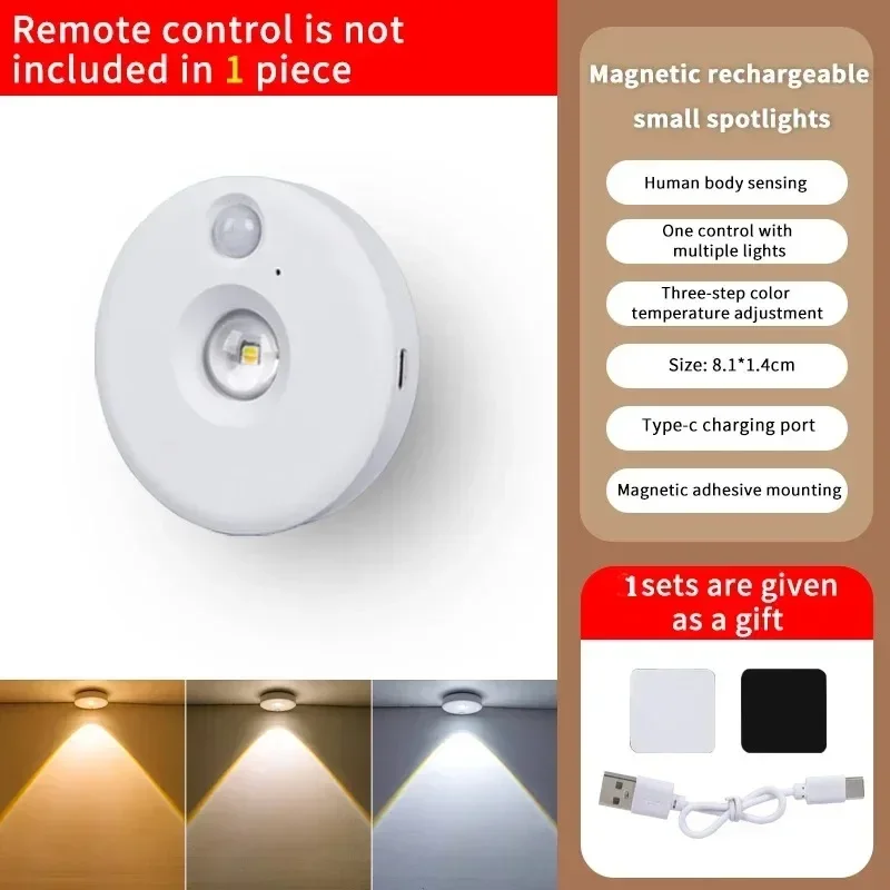 Luz LED nocturna con Sensor de movimiento, luces de cabina regulables, recargables por USB, inalámbricas, lámparas de cocina, pasillo, armario, decoración del hogar: Luz cálida