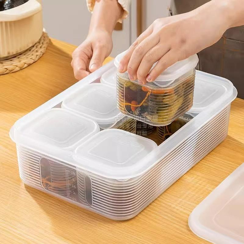 Food Storage Container Vegetable Fruit Fresh-keeping Box With Lid For Refrigerator Kitchen Spice Seasoning Storage Jar