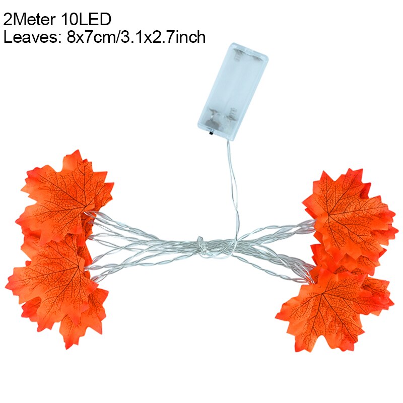 Guirnalda de Hojas de arce artificiales de otoño, decoración de guirnaldas de luces Led para Navidad, Acción de Gracias, decoración para fiestas para montar Halloween, 2M, 10Led: Style1