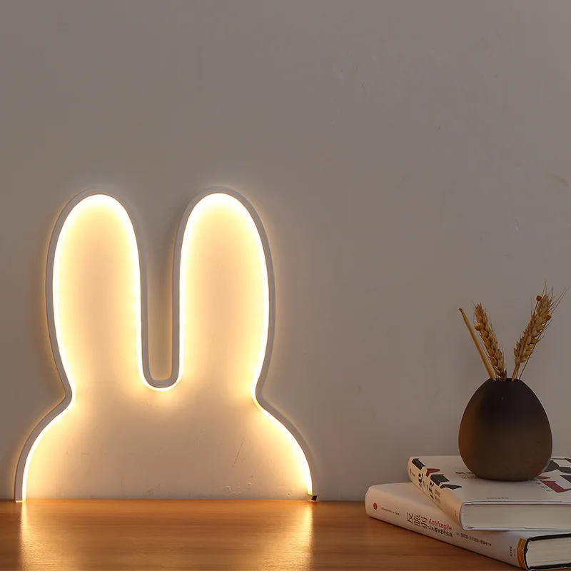 Kanin natlamper usb-drevet led-lampe sød dyr led natlampe børn baby ved siden af bordlampe soveværelse natlampe