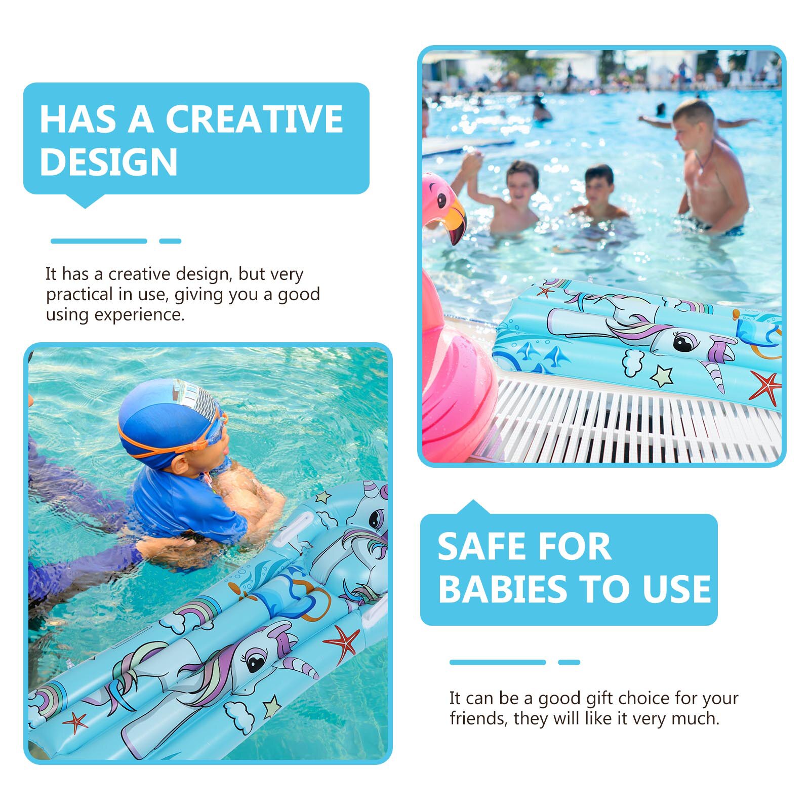 Kids Inflatable Floating Bed Shape Floating Pad Portable Swimming Mat