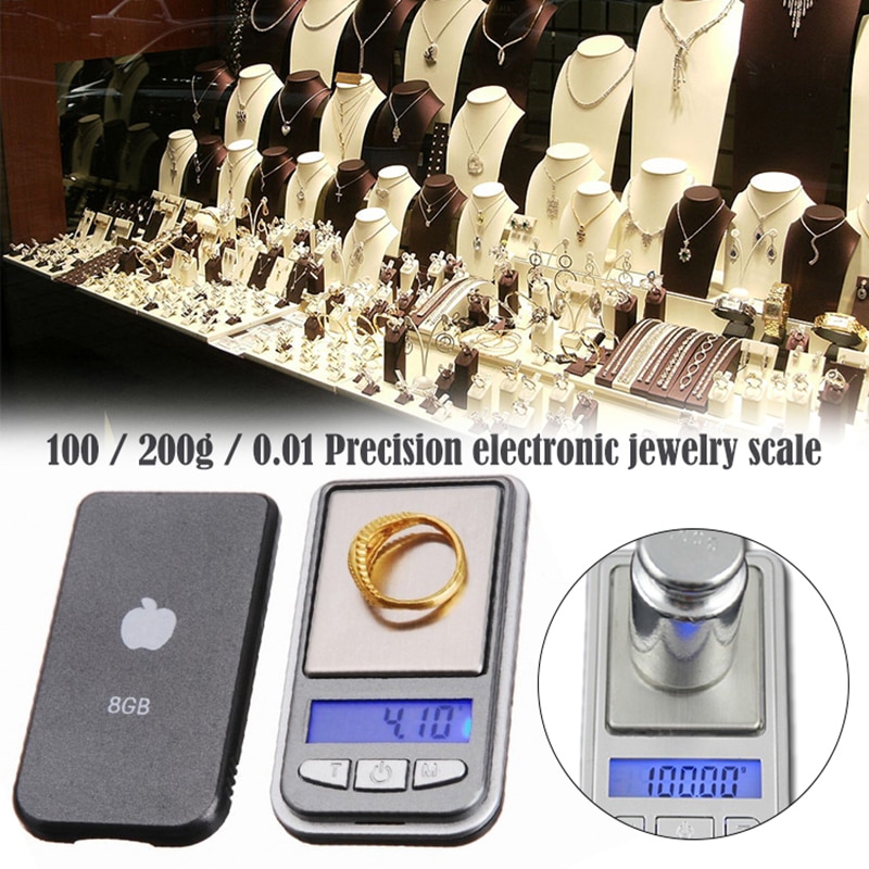 100/200g 0.01g Mini Digital Scale High Accuracy Backlight Electric Pocket For Jewelry Gram Weight For Kitchen