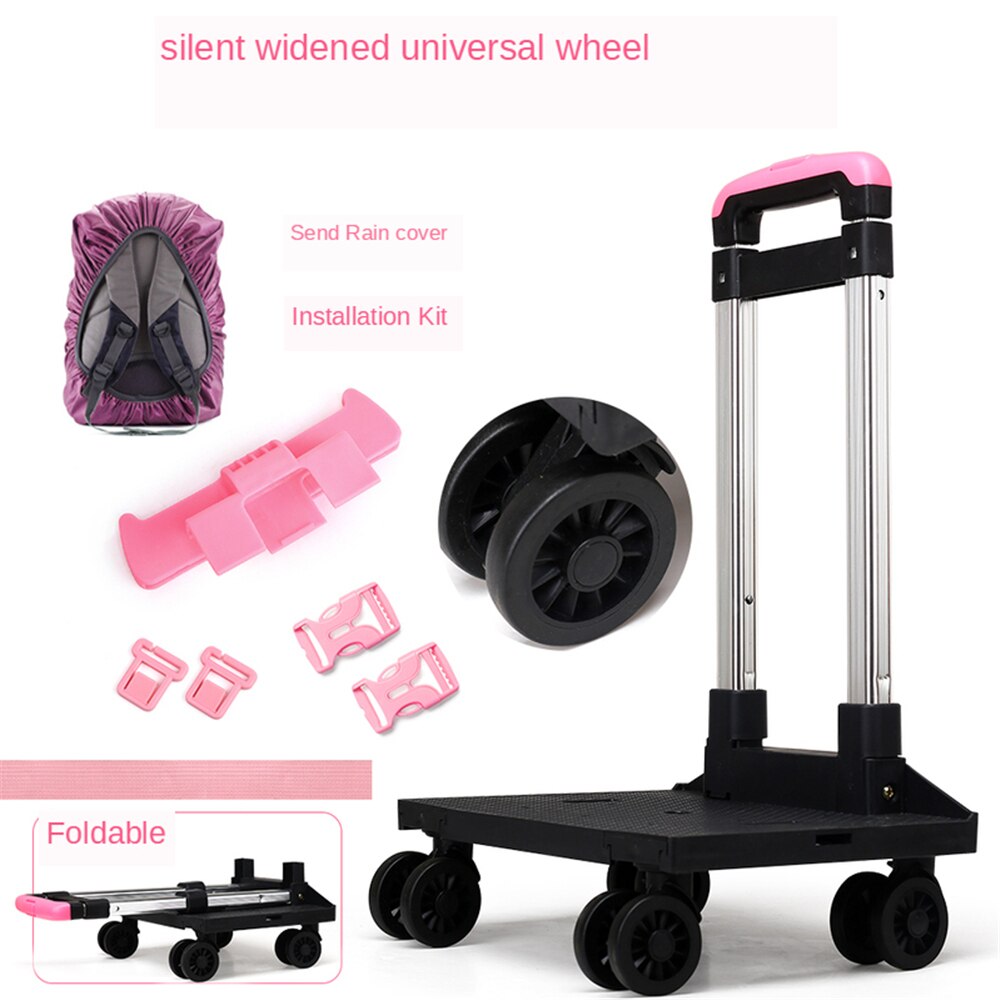 B-LIFE Folding School Bag Trolley Dolly Cart Student Backpack with Rolling Wheels Portable Luggage Cart Perfect for Childen: R2