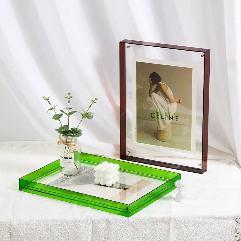 Multi-størrelse transparent akryl fotoramme æske fotokortholder indvendig ramme billeddisplay stativ kontor hjem skrivebord dekoration