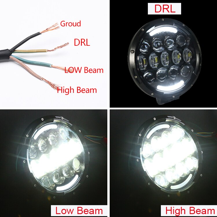 7 tommer 105w led forlygter fjernlys led -arbejdslys med drl parkeringslys til lastbil suv atv 4wd konstruktion camping