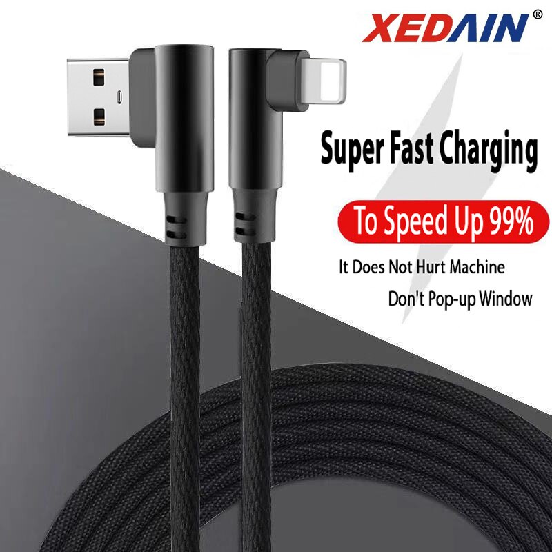 Schnelle ladekabel USB handy dual ellenbogen kabel nylon woven 90 grad kabel für iphone 11 Pro X XR MAX 6 7 8s