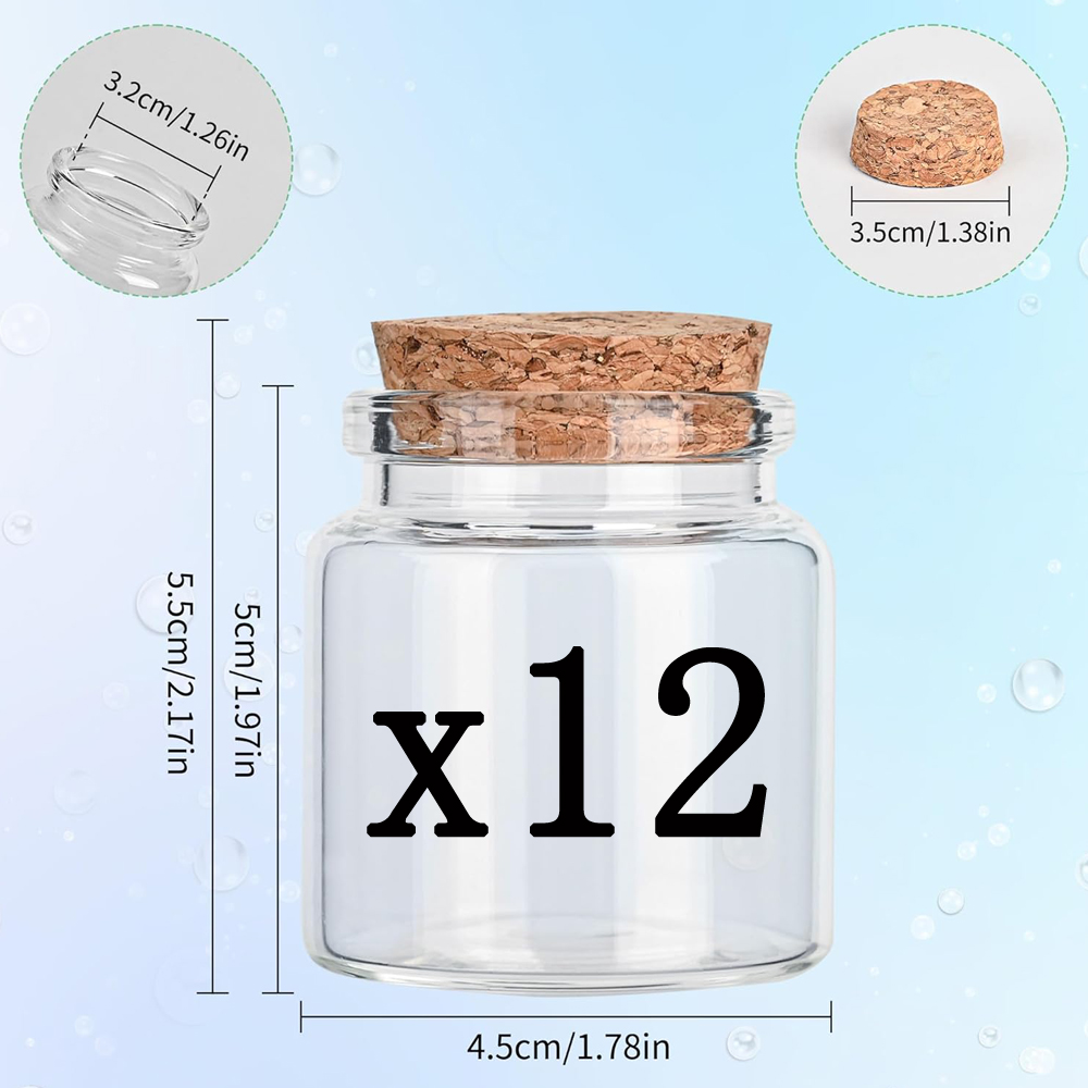 50ml Small Empty Glass Bottle with Cork Stopper Storage,Small Glass Bottle Jars for DIY Art Crafts Projects Decoration Party: black