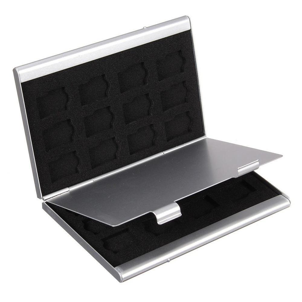 Bag Large Double Layer 24TF Card Holder Memory Card Case Aluminum Portable Box Durable Storage Silver Shockproof H0C7