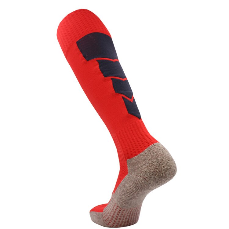 Brothock fußballsocken handtuch unten kinder Baumwolle fußball socken strümpfe streifen muster nylon Verdicken herren sport socken: Red / S 29-34 kids