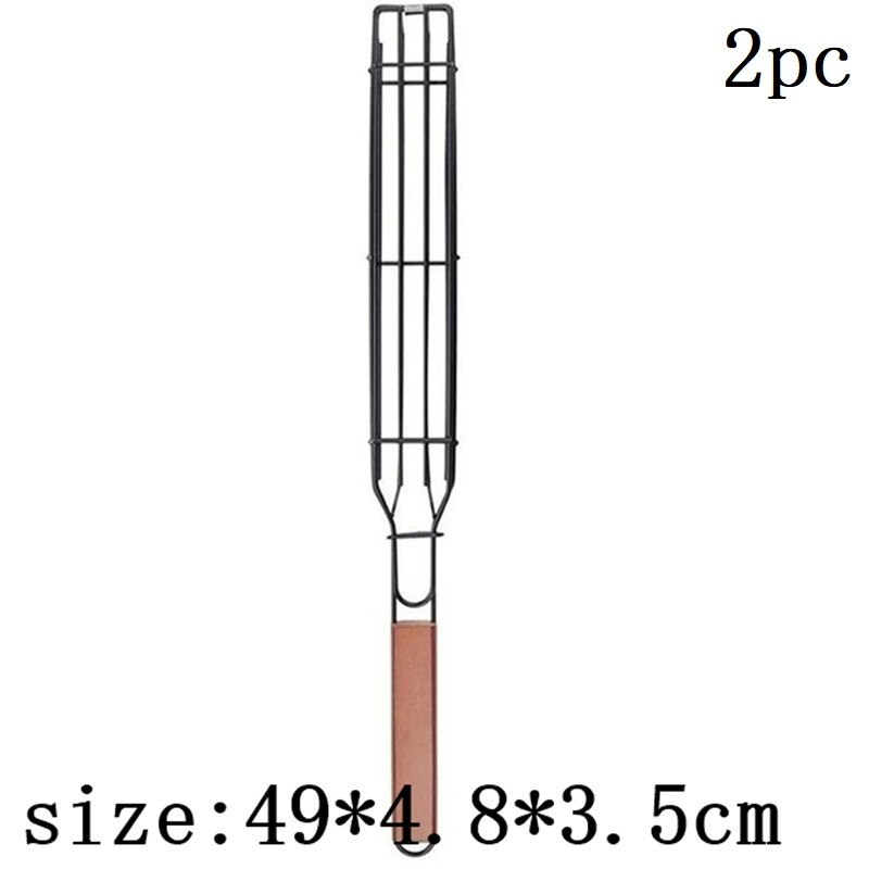 BBQ Grillen Korb Grill Clip Edelstahl Anti-korrosion Nonstick Durable Tragbare Grill Werkzeuge Küche Zubehör: B-log-2Pcs
