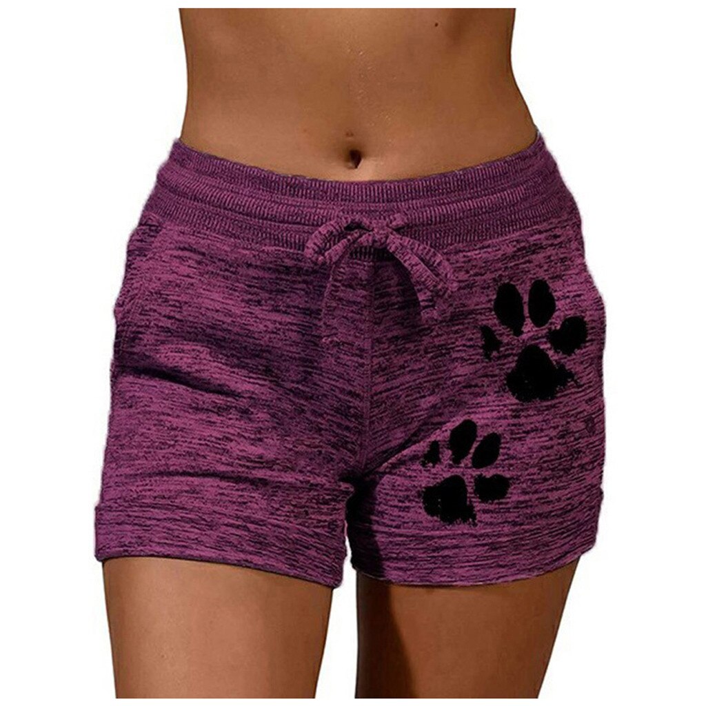 Mode Shorts Vrouwen Sneldrogende Toevallige Sport Shorts Footprint Print Elastische Fitness Thuis Korte Broek: PP / S