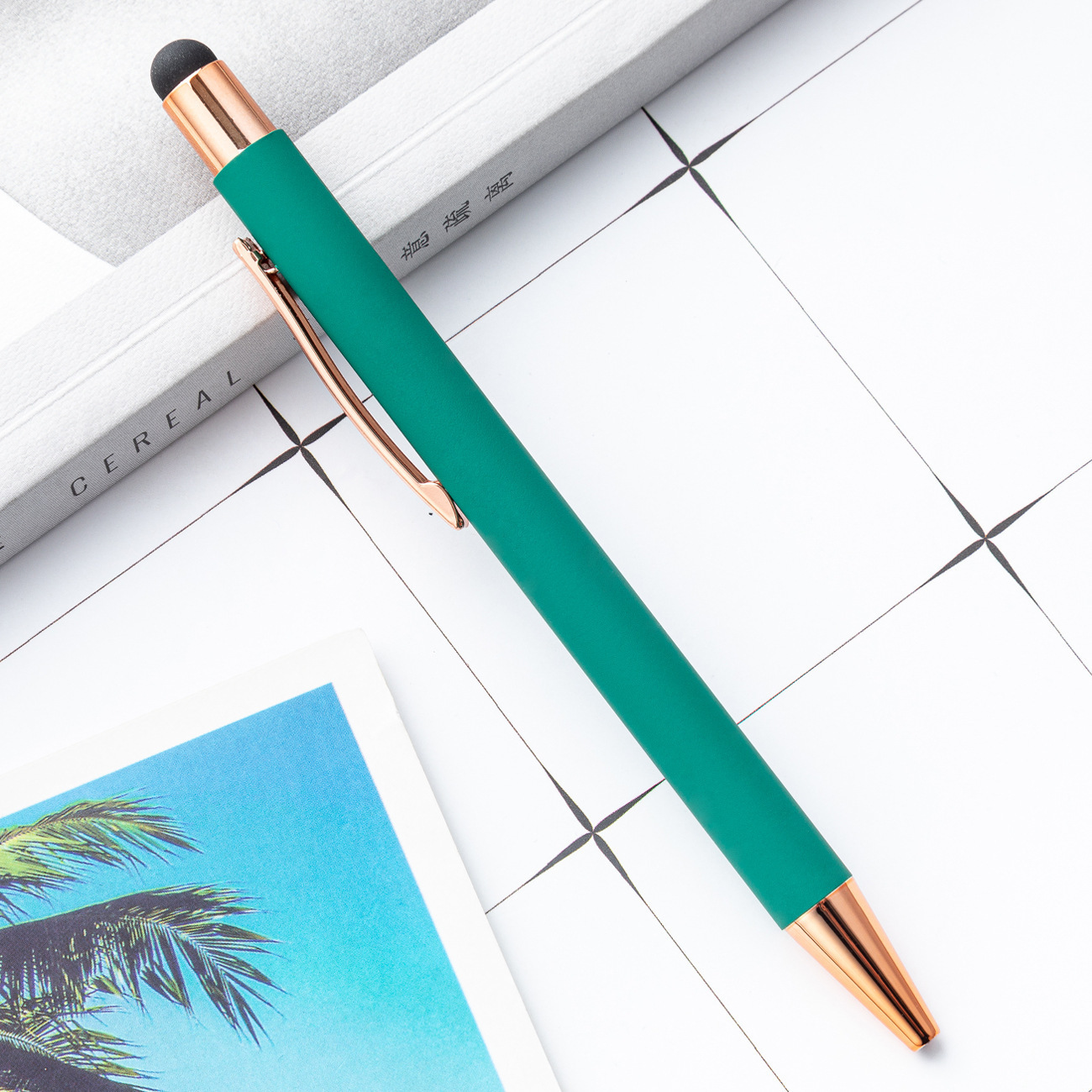 50PCS FreeCustomMetal Balpen Reclame Pen Graveren LOGO Touchscreen Pen voor WeddingMulti Functie Pen: YELLOW