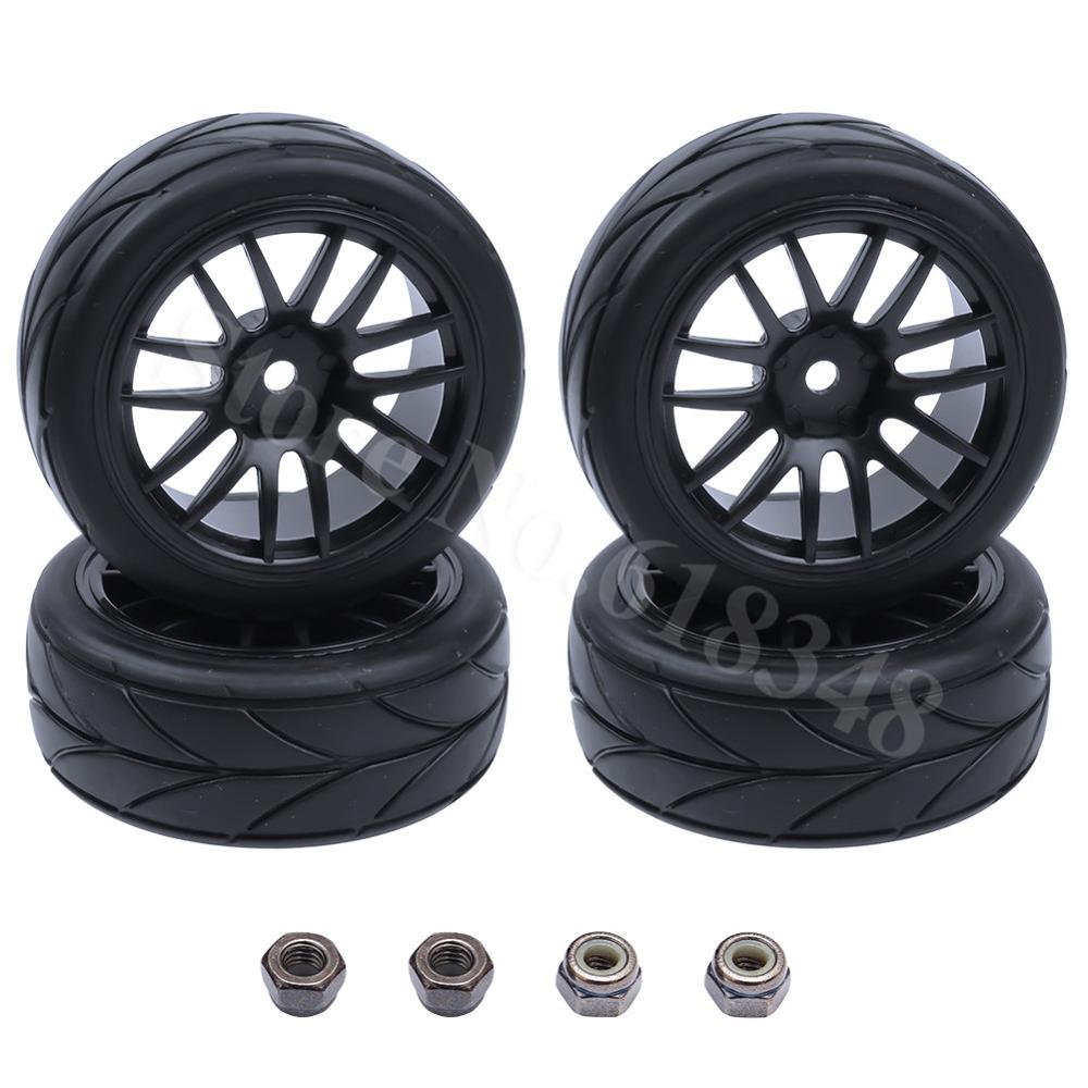 4Pcs 26mm Rubber RC Tyres & Wheel Rims Hex 12 For 1:10th HSP HPI Sprint 2 Drift RS4 On Road Cars 4WD: Type 2363