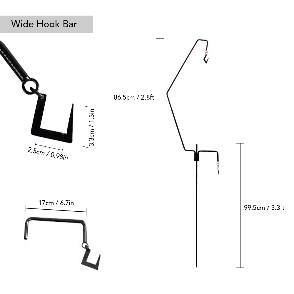 Outdoor Camping Apparatuur Afneembare Lantaarn Stand Lamp Statief Staal Camping Lamp Beugel Houder Voor Camping Wandelen Vissen: Wide Hook Bar