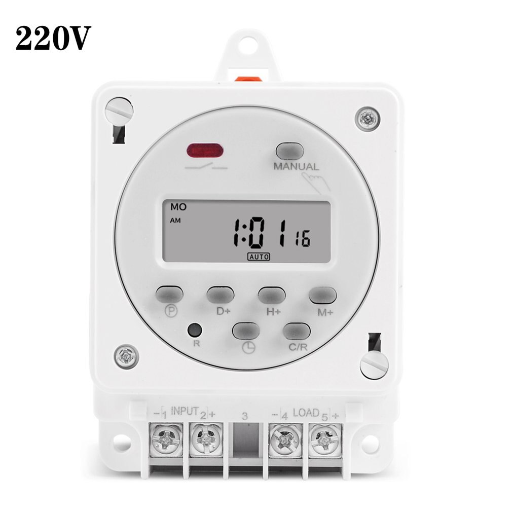 12V 220V Digital Timer Switch 7 Days Weekly Programmable Time Relay Programmer Built-in Rechargeable Battery: 220V