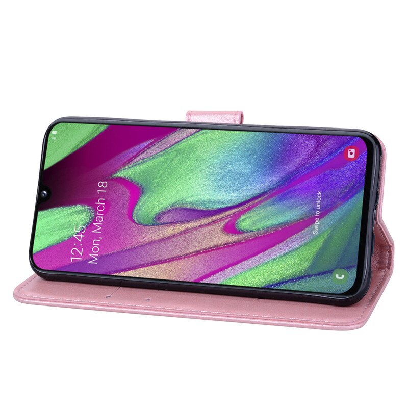 Case Voor Samsung Galaxy A40 Een 40 Cover 3D Rose Bloem Lederen Flip Case Voor Samsung A40 A40 Een 40 kaarthouder Portemonnee Telefoon Gevallen