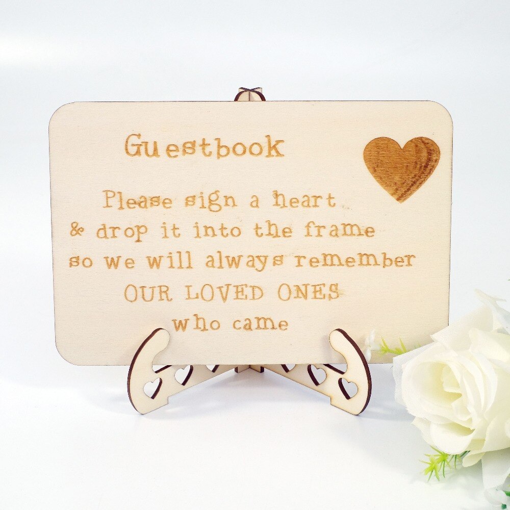 Bröllop gästbok stativ trä ram stativ bröllop dekoration inredning leveranser