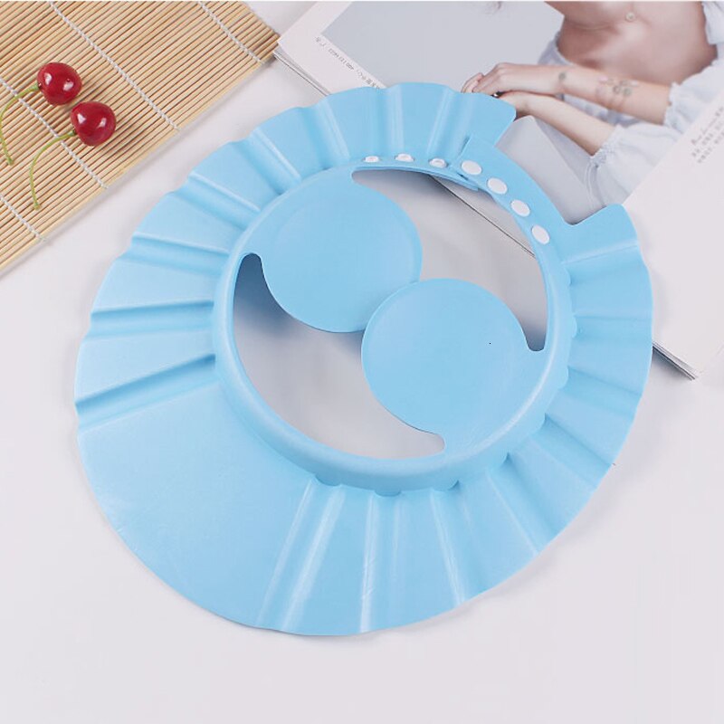 Children can be adjusted shampoo cap shower cap regulation earmuffs earmuffs hat sun hat EVA resin material: Blue ear