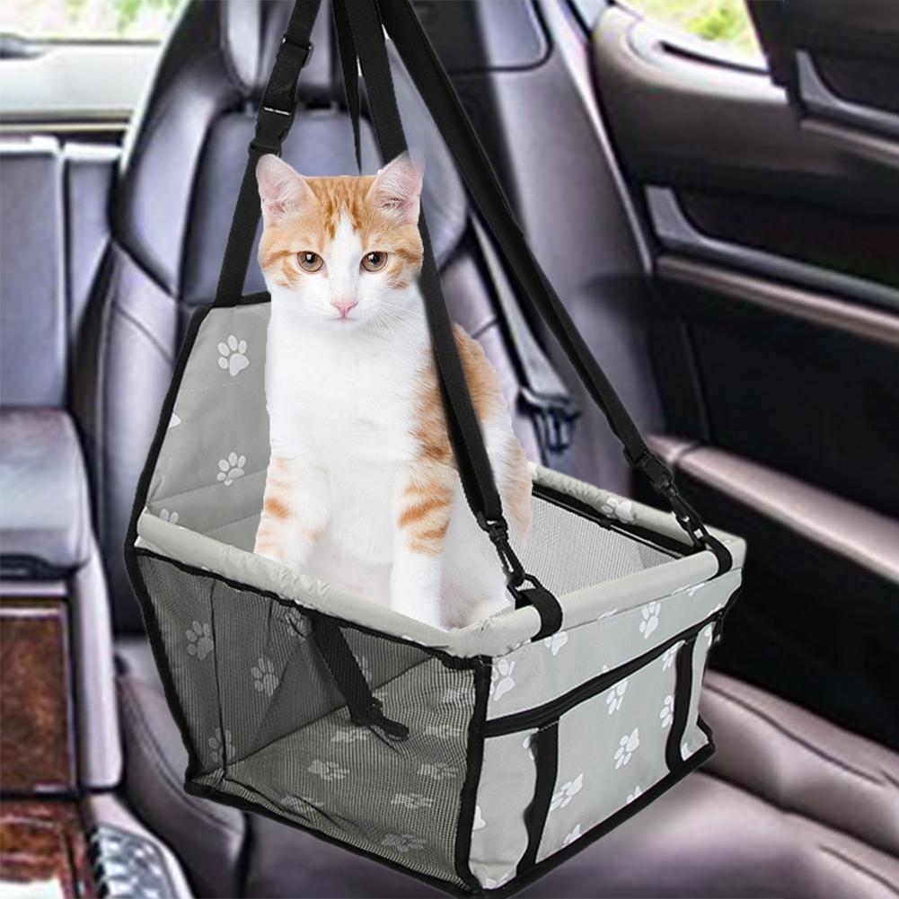 Bolsa de asiento de coche para perros y gatos pequeños, hamaca plegable impermeable, cesta de transporte para mascotas, malla de seguridad para viajes