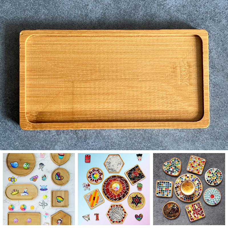 Posavasos redondo de madera para tazas, posavasos cuadrado con corazón de mosaico artesanal, mantel individual hecho a mano, herramienta de mosaico artesanal, ranura de bambú