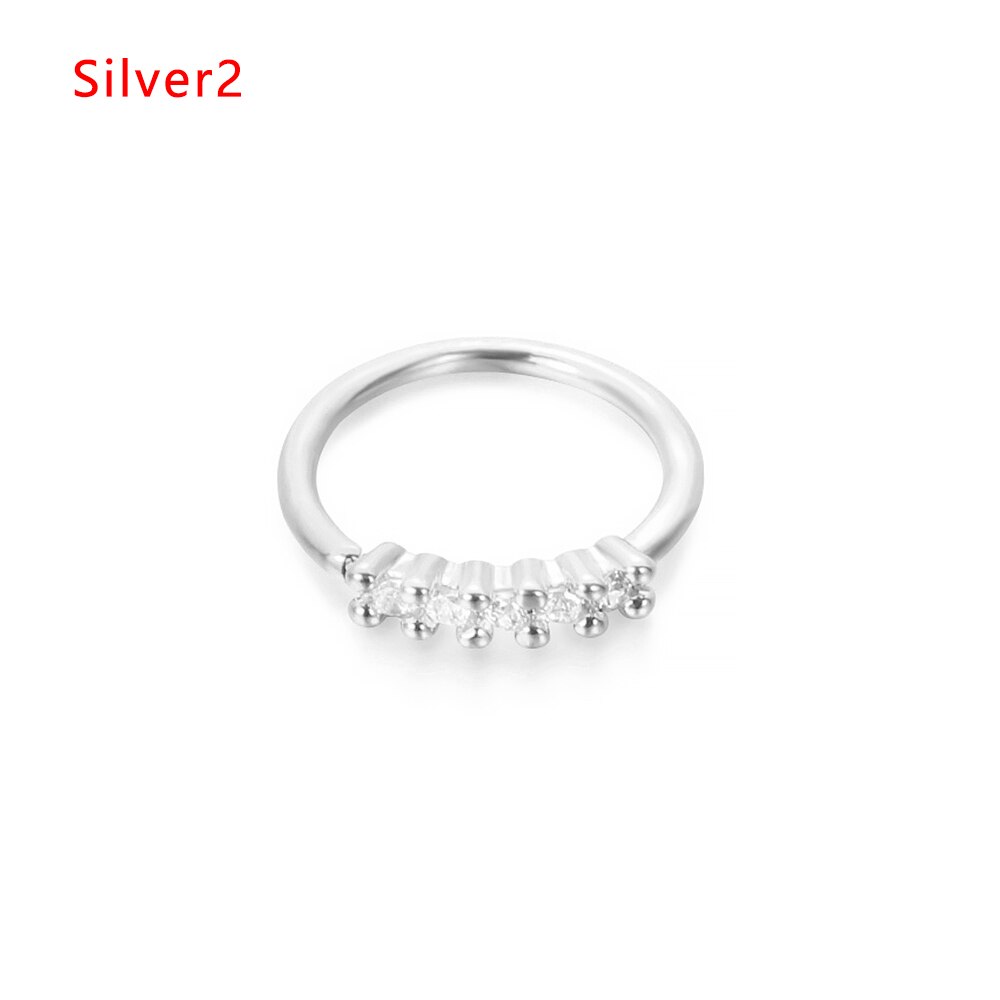 1PC couleur argent et or 20g x 8mm Piercing nez bijoux Cz nez cerceau narine anneau fleur Helix Cartilage Tragus boucle d'oreille: Silver-2