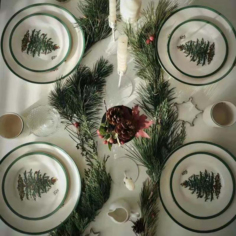 Nordic Salad Plate Christmas Ceramic Cute Noel Christmas Decoration Breakfast Dish Christmas Dinner Plates VVajilla Посуд