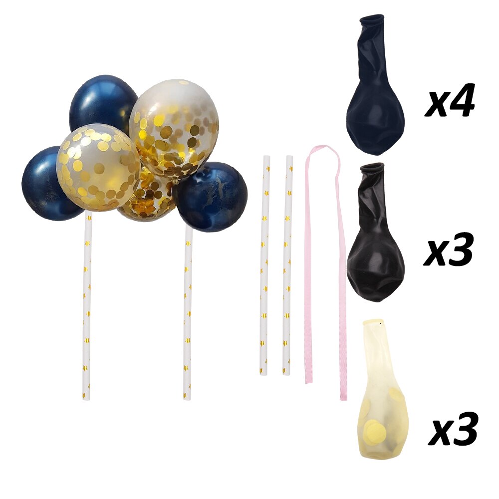 5Inch DIY Cake Balloons Cake Topper Cloud Shape Confetti Balloon Cake Topper balons for Birthday Baby Shower Wedding Decor: Ink-blue colour