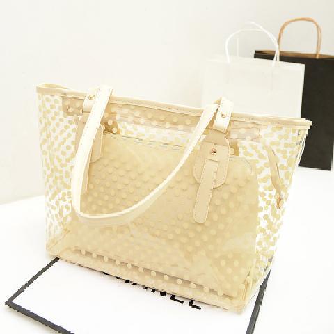 Sac à main Transparent pour femmes, joli Sac Transparent pour bonbons, Point Pvc plage, Sac à bandoulière étanche, gelée,: Creamy-white