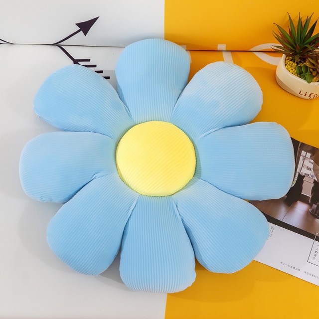 Zonnebloembloem pluche kussen, schattig regenboog smiley gezicht kussen, superzacht bloem zitkussen for stoel slaapbank woondecoratie pluche kussens (Color : Yellow, Size : 15.7/40cm