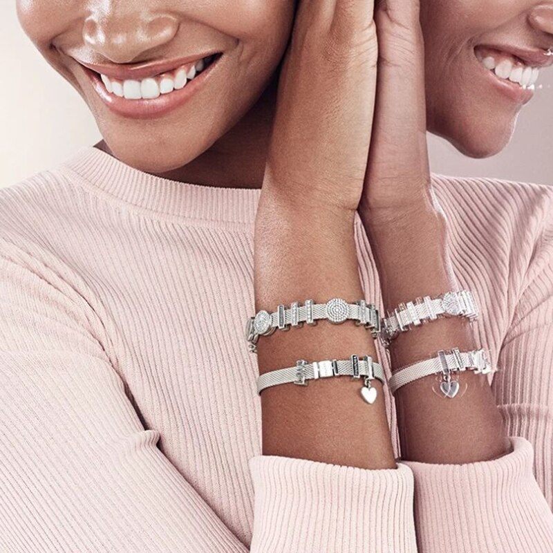 Breloques en argent Sterling 925 étoiles, amour lune, bracelet en argent Original, réflexion, bijoux pour femmes