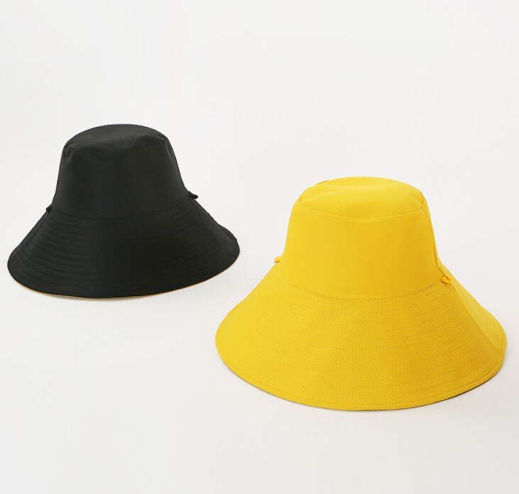 Cotton Double sided black yellow Bucket Hat Fisherman Hat outdoor travel hat Sun Cap Hats for Men and Women: YELLOW AND BLACK