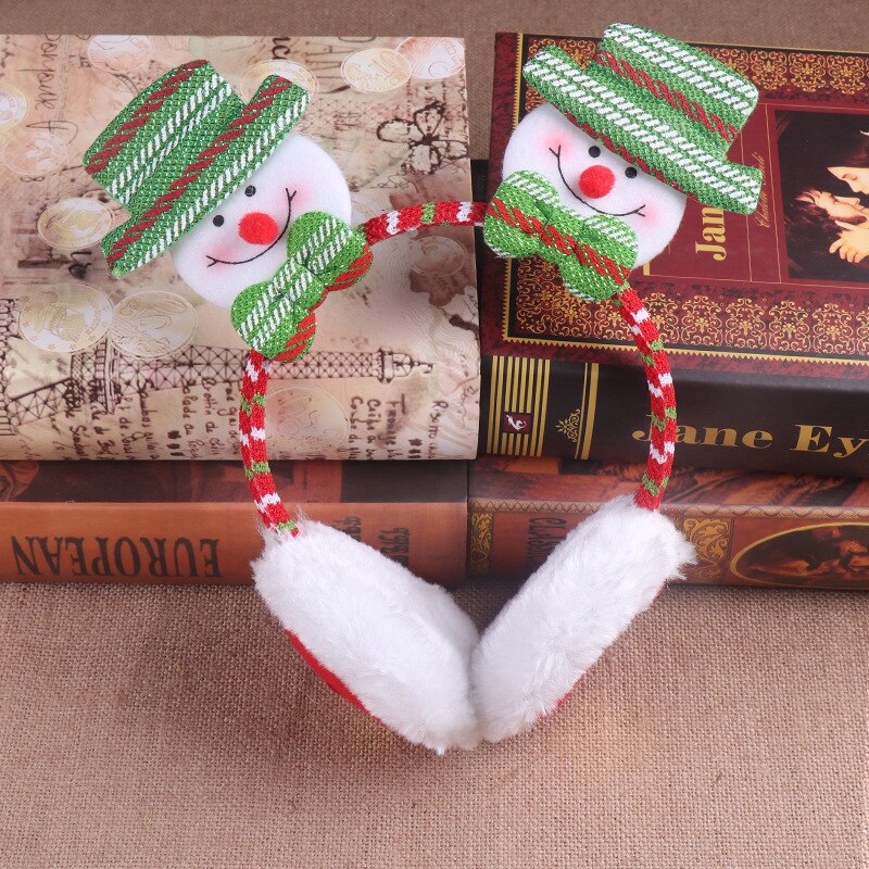 10pcs Christmas Earmuffs Reindeer Snowman Santa Claus Soft Headband Winter Accessories Party Dress Up Birthday Wedding Cosplay: snowman