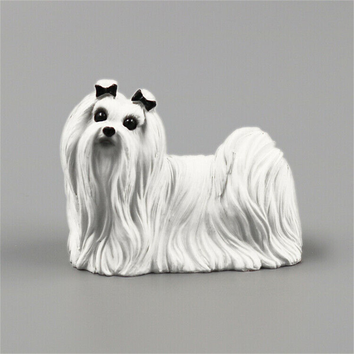 JJM Maltese Pet Dog Figure Canidae Animal Canis Lupus Familiaris Collector Toys Educational for Children Adults Kids Decoration