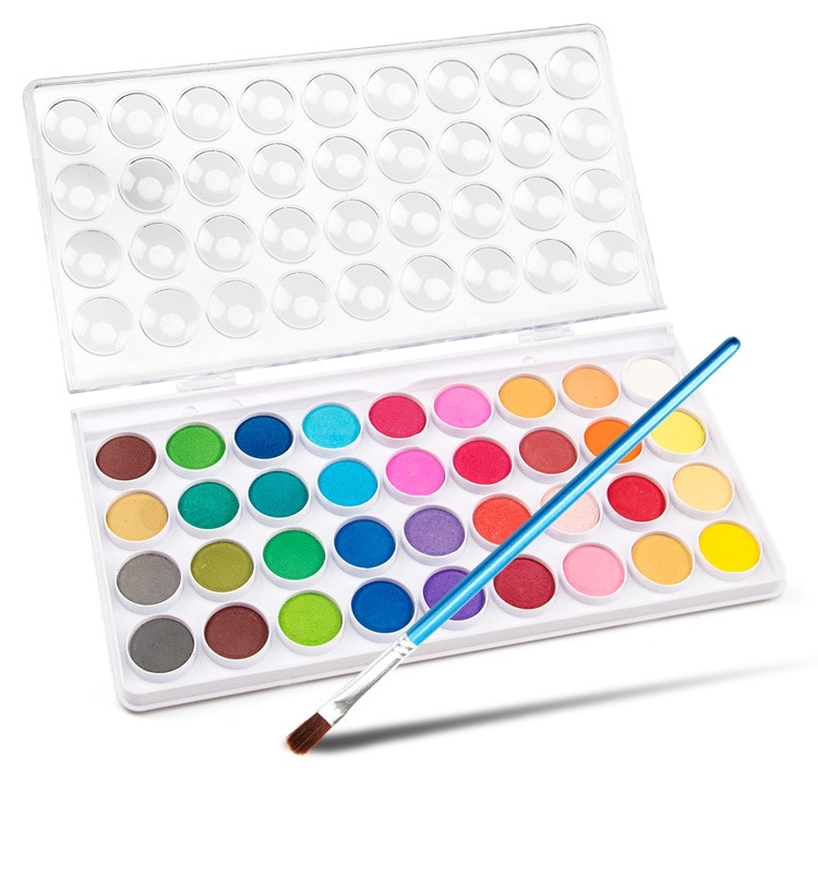 36 Snoep Kleuren Leuke Art Draagbare Solid Pigment Aquarel Set Met Kwast Voor Kids Levert Briefpapier