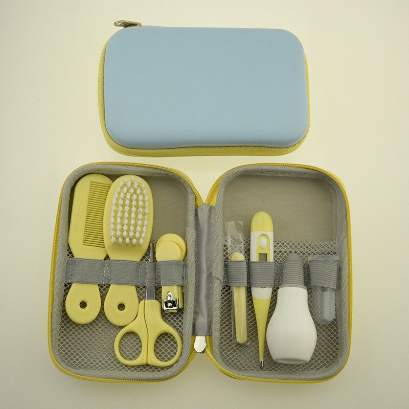 8pcs Baby Grooming Health Care Manicure Set Baby Nail Care Practical Clipper Trimmer Convenient Daily Baby Hair Brush Care Kits: 8Pcs Yellow with Box