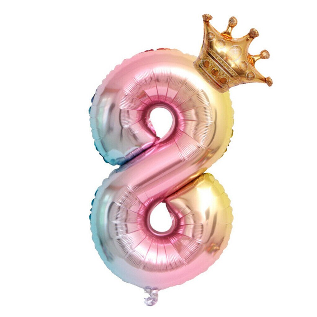 Crown Number Foil Balloons Number Ballon Happy Birthday Party Decoration 32 Inch Party Decorations Adult Wedding Kids Toy: I