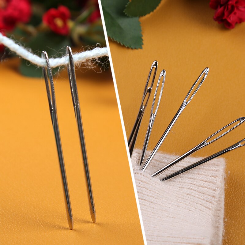 LMDZ 20Pcs/Lot Stainless Steel Knitting Wool Big Eye Needle Manual Leather Sewing Cross Stitch Gold Needle Embroidery