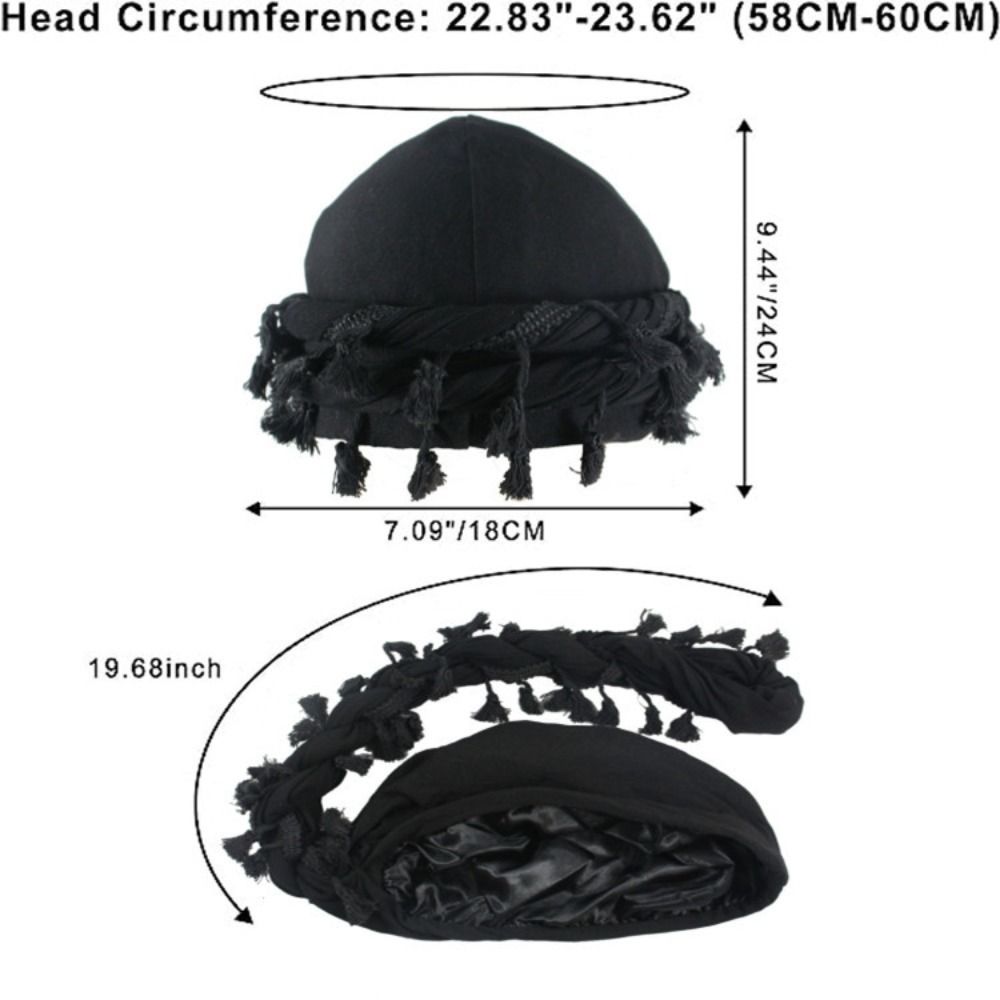 Solid kvast punk bandana hat frynser burr kant snoet hale hat dobbelt lag dockerhat herre fletningshat vandretur