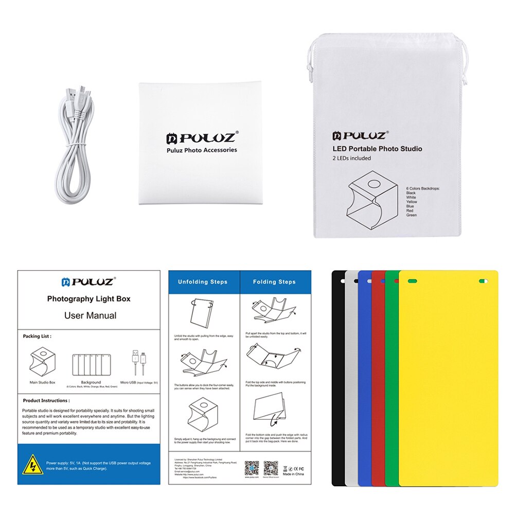 Folding Photography Lightbox Photo Studio LED Softbox Background Cloths Festival Studio Backdrop Photography for PULUZ