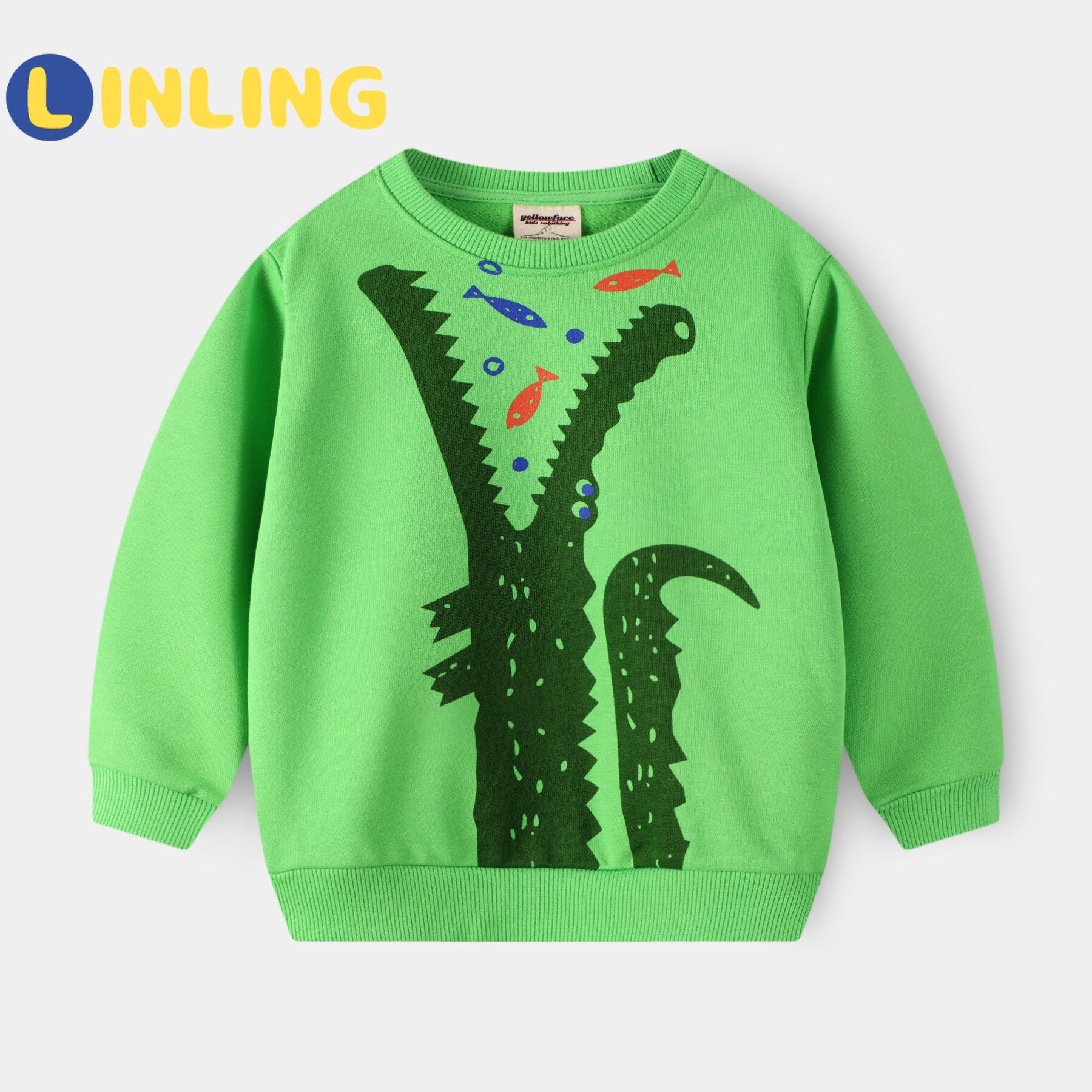 LINLING Boys Fashion T shirt Soft Baby primavera autunno manica lunga bambini cotone Cartoon stampa Cartoon Planet 2-8 anni P625