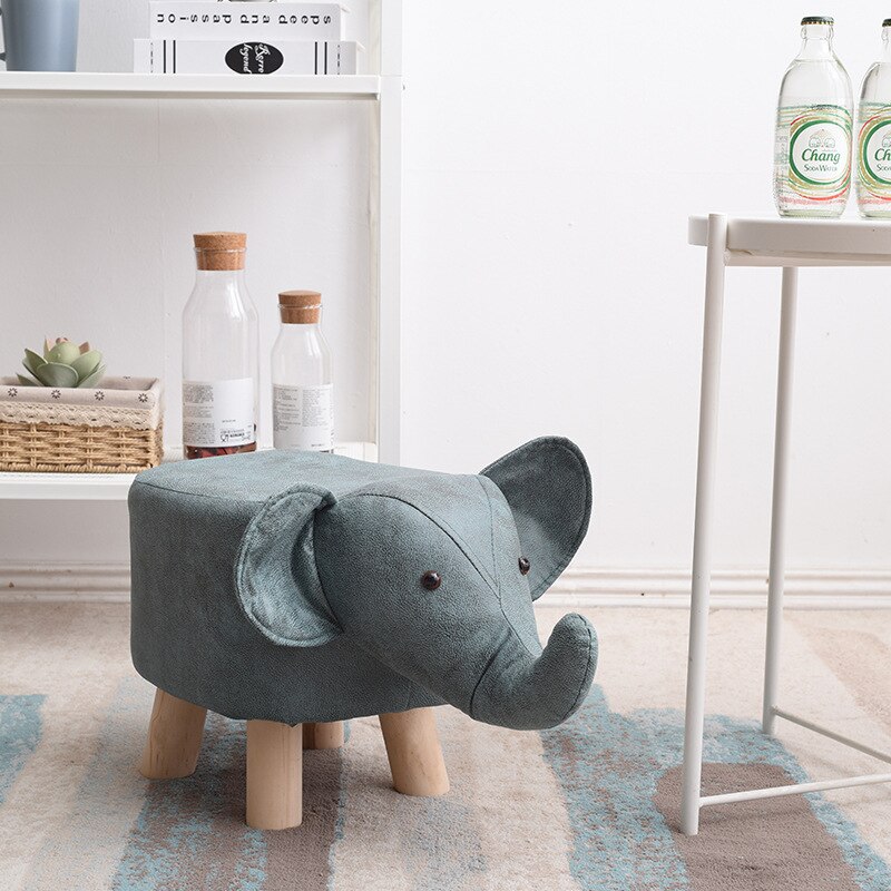 Europeisk stil moderne personlighet barndyr elefant kalv valp lav krakk massivtre hjemme sofa krakk mj