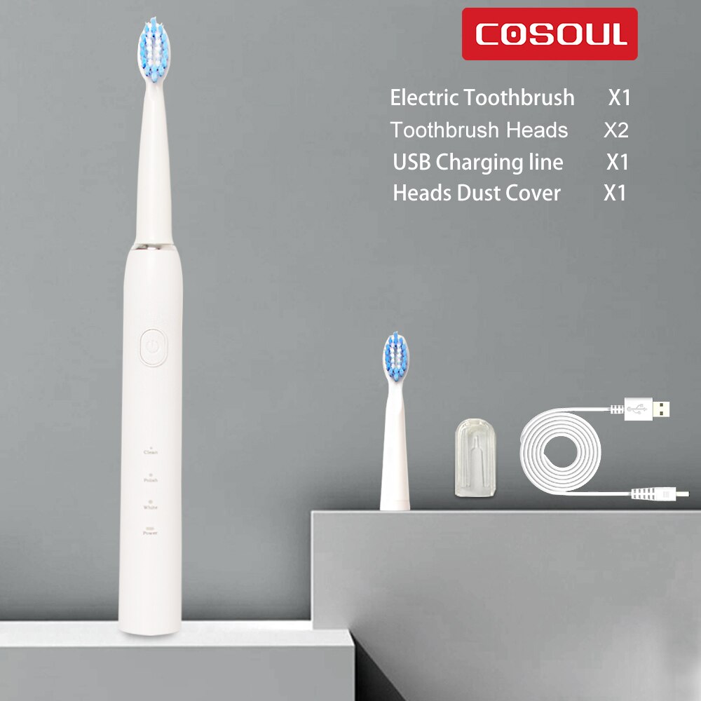 Sonic Electric Toothbrush 3 Modes Clean Whiten Dentist Recommended Care Teeth Automatic Tooth Brush USB Rechargeable Waterproof: White