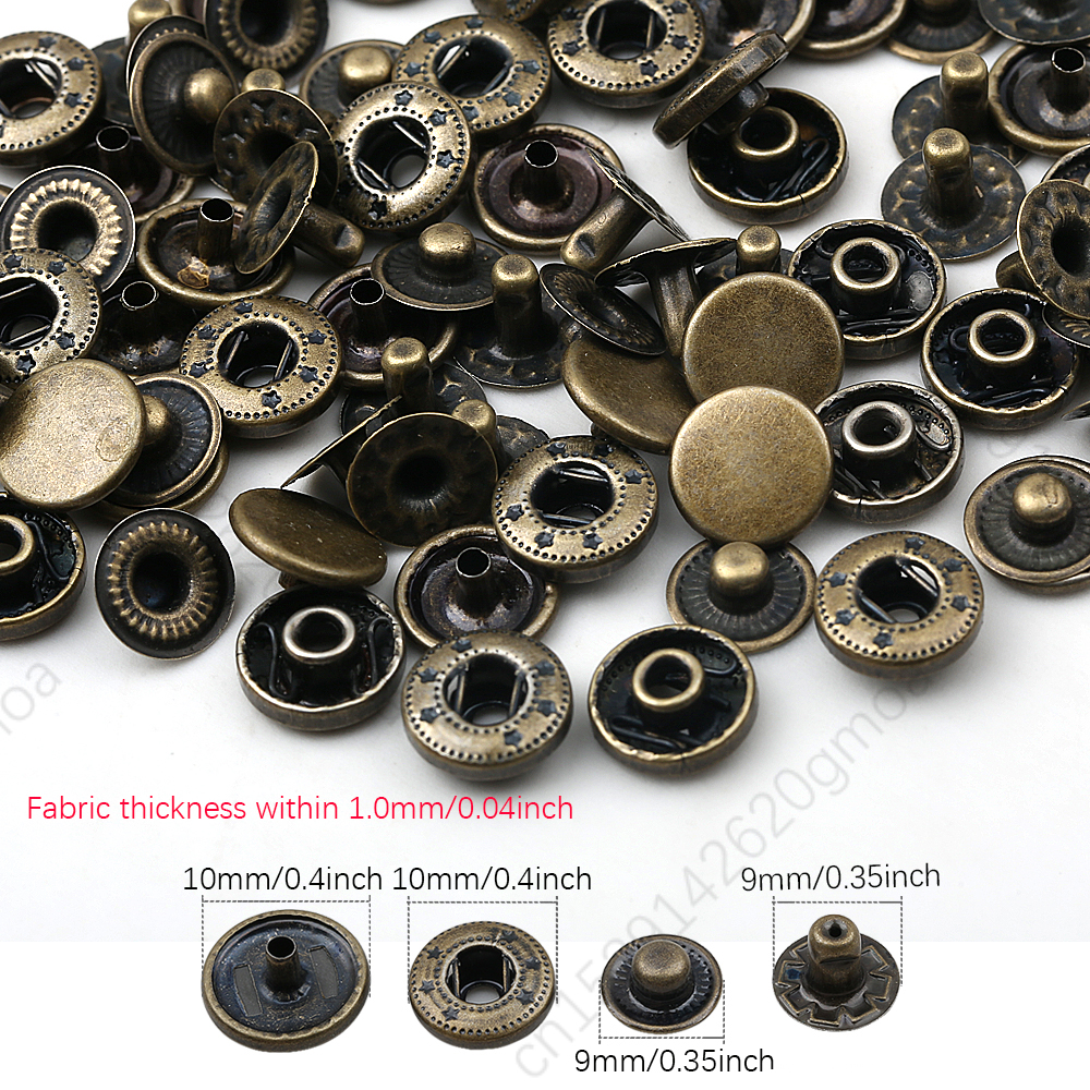 20sets/pack 10-15mm Metal Snap Buttons Sewing Accessories Botones Snaps Button For Clothing bags Leather Pressure Snap Fasteners