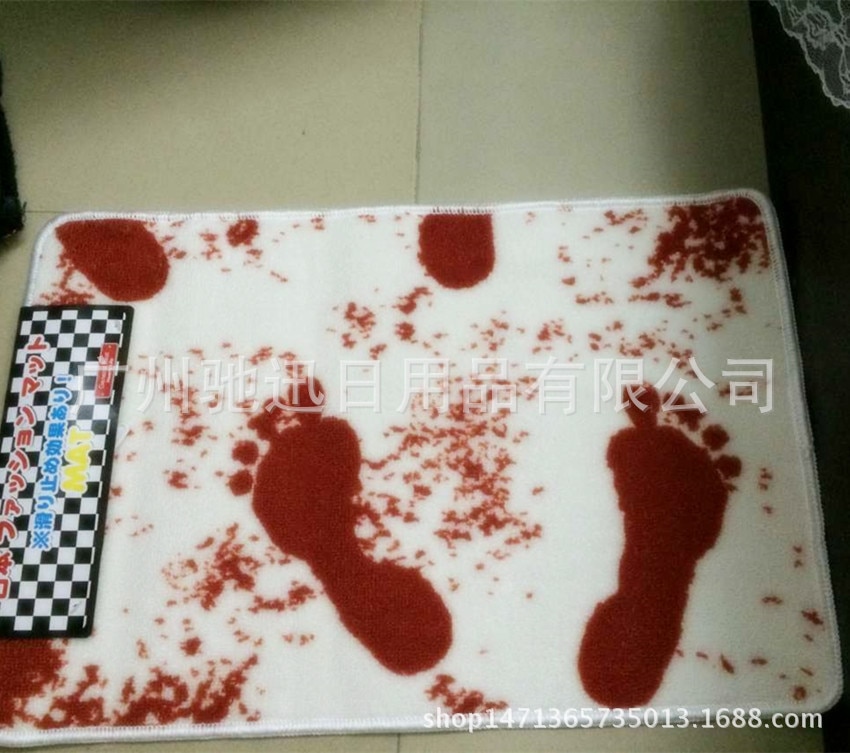 A Blood Bath Bath Mat Blood Footprints Non-slip Mat Blood Carpet Bathroom Products