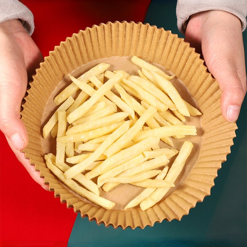 30Pcs 16Cm Bakpapier Voor Lucht Friteuse Olie Absorberend Papier Lade Food Grade Wegwerp Liner Ronde Thuis Bakken siliconen Olie Papier