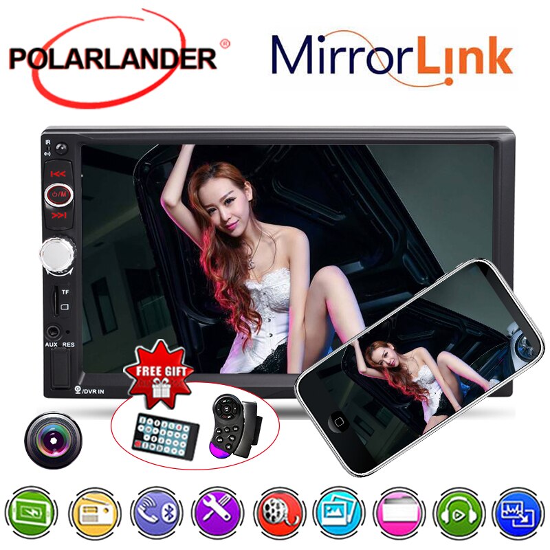 2 DIN 7 inch car MP5 player 7025D Rear View Camera Handsfree screen system Radio MP3/WMA/WAV/MKV/FLAC/OGG/APE HD