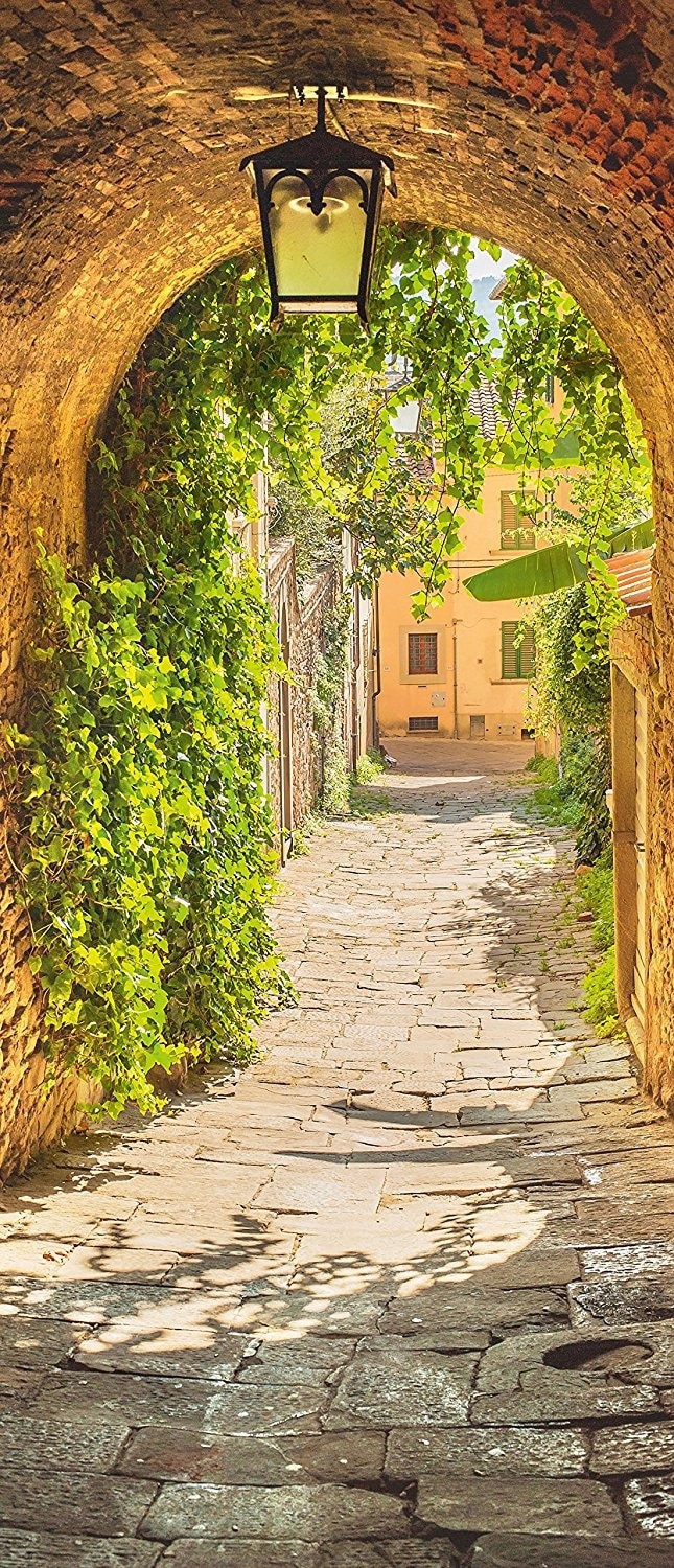 3D European town arch Door Sticker for Bedroom Living Room art PVC Waterproof Decal door wrap 77*200cm