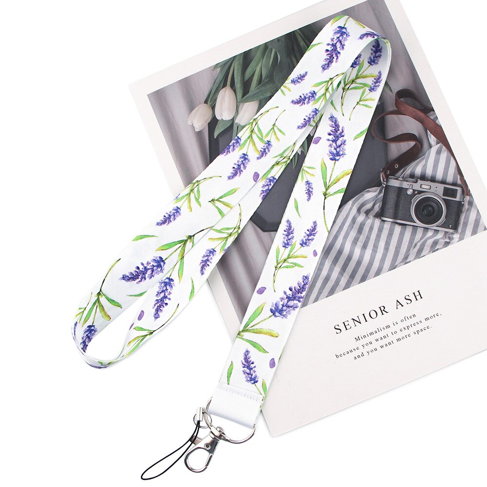 LX150 Fresh Leaves Flower Neck Strap Lanyards ID Badge Card Holder Keychain Phone Gym Strap Webbing Necklace