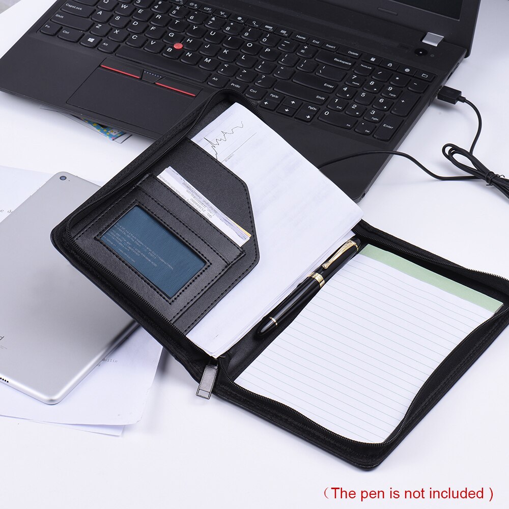 Portable Business Portfolio Padfolio Folder Document Case Organizer PU Leather with Business Card Holder Memo Note Pad