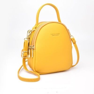 Mini mochila para mujer, estilo coreano, de cuero de PU bolso de hombro, multifuncional, gran capacidad, mochilas para mujer, venta directa de fábrica: YELLOW